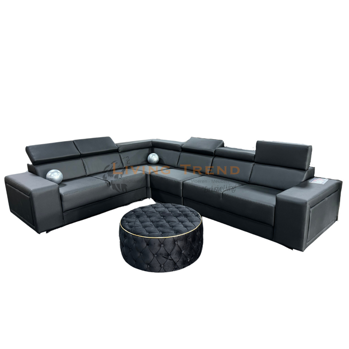 Living Trend Supreme Luxe - Hoekbank in Zwart Leer