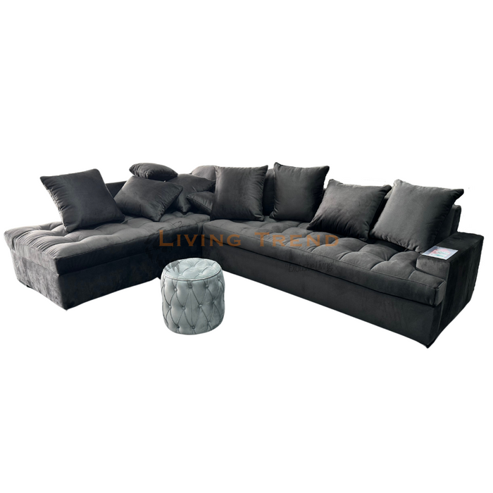 Living Trend Luxe Noir - Elegante Getufte Hoekbank in Diepzwart