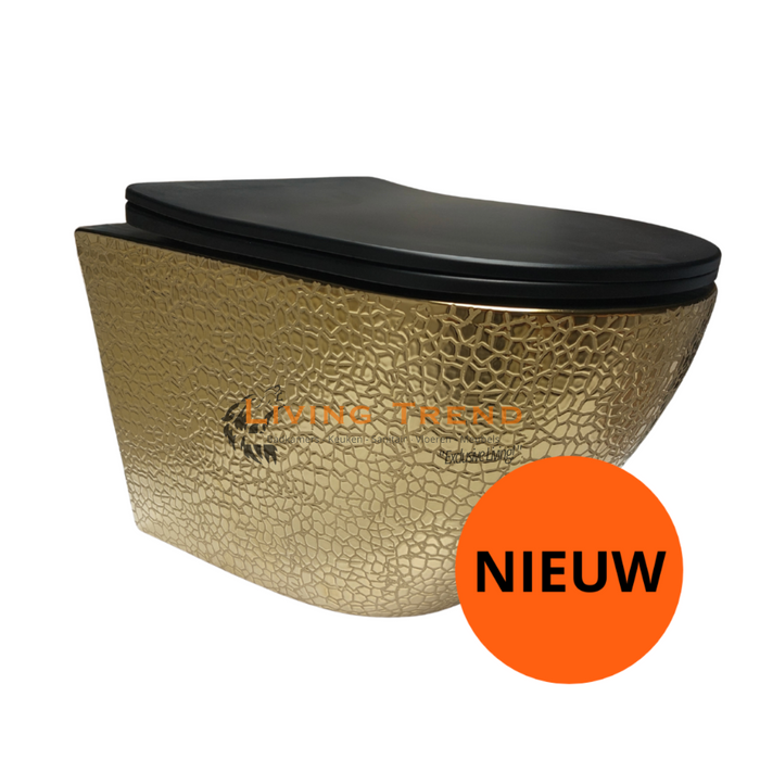 Living Trend - Modern Hangend Toilet in Goud/Zwart Livorno