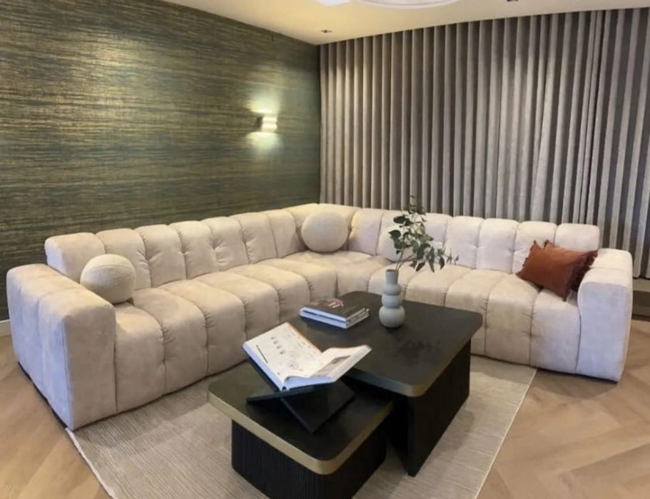 Teddy Bank Beige/Wit – Elegant en Comfortabel