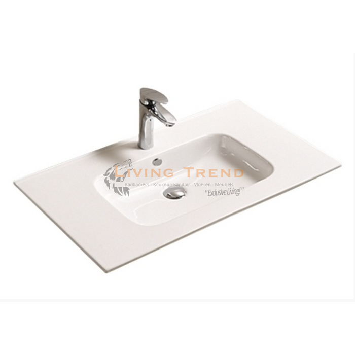 Badmeubelset met RVS Greep Keramic 90 Hoogglans Antraciet - Zonder Spiegel