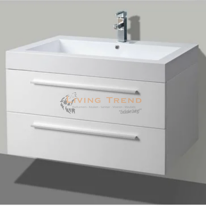 BM Badmeubelset met Aluminium Greep 80 Hoogglans Wit - Zonder Spiegel