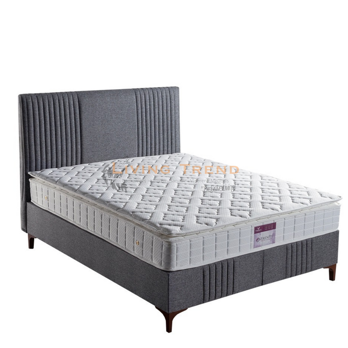 Boxspring Set 'Serene Slumber' met Gestoffeerd Hoofdbord - Grijs