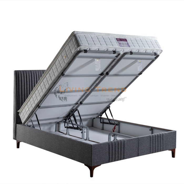 Boxspring Set 'Serene Slumber' met Gestoffeerd Hoofdbord - Grijs