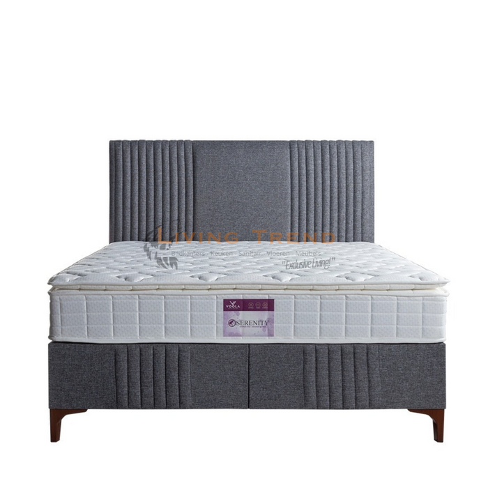 Boxspring Set 'Serene Slumber' met Gestoffeerd Hoofdbord - Grijs