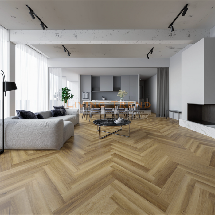 Living Trend Limited - PVC Rigid Click Visgraatvloer in Eiken Bruin