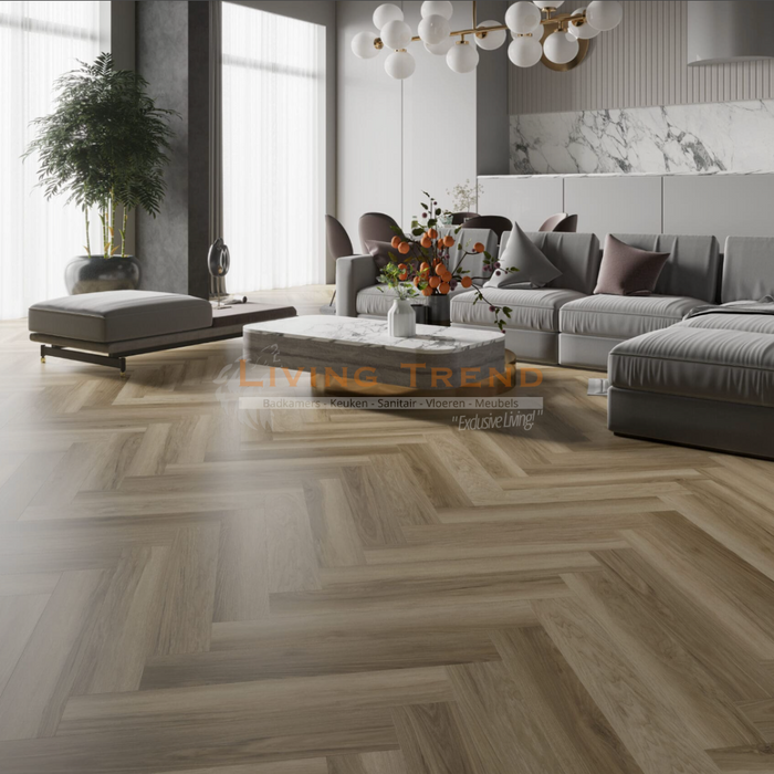 Living Trend Limited - PVC Rigid Click Visgraatvloer in Eiken Grijs