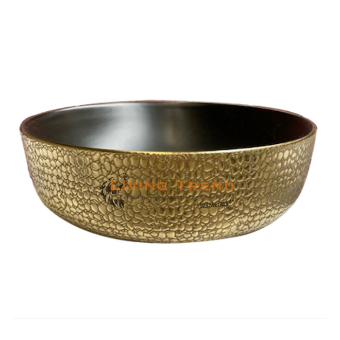 Living Trend - Ronde Waskom in Croco Goud met Zwarte Accenten