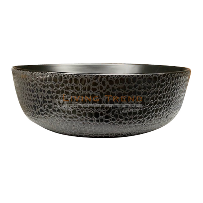 Living Trend - Ronde Waskom in Croco Mat Zwart