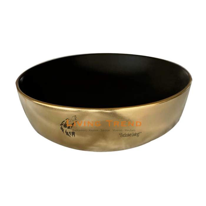 Living Trend - Ronde Waskom in Mat Zwart met Gouden Accenten