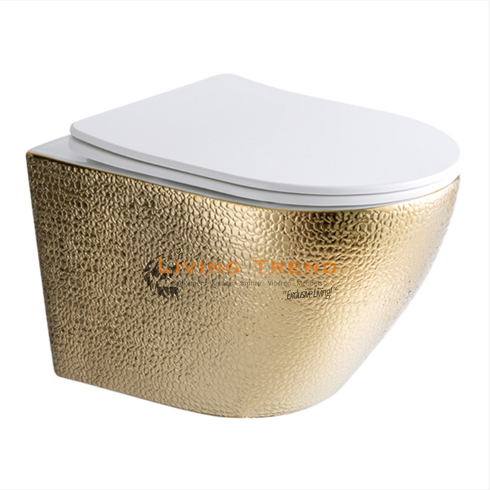 Living Trend - Modern Hangend Toilet in croco goud
