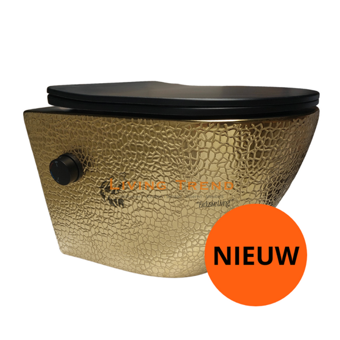 Living Trend Livorno - Luxe Bidet Toilet in Croco Goud met Zwarte Accenten