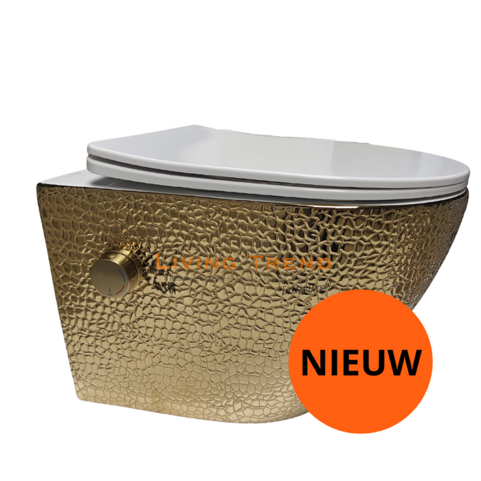 Living Trend Livorno - Luxe Bidet Toilet in Croco Goud met Witte Accenten
