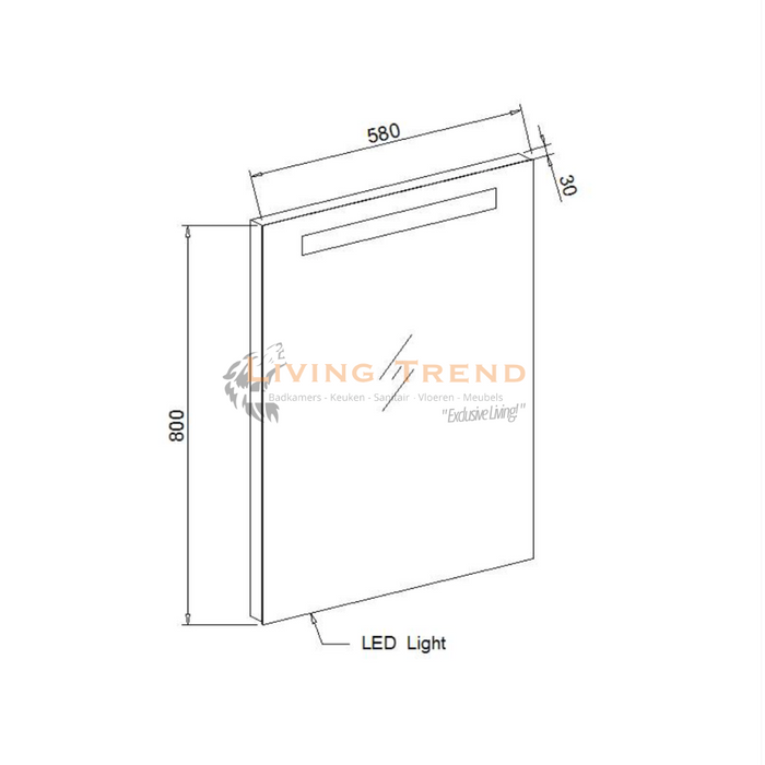 LED-Verlichte Spiegel 58x80x3 cm met Verwarming van Living Trend B.V.