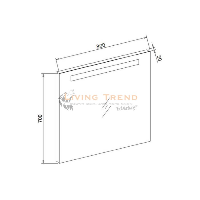 Moderne Spiegel 80x70x3 cm met LED Boven- en Onderverlichting van Living Trend B.V.