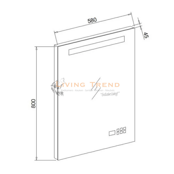 Multifunctionele Spiegel met LED Verlichting, Radio, Bluetooth en Spiegelverwarming - 60 van Living Trend B.V.