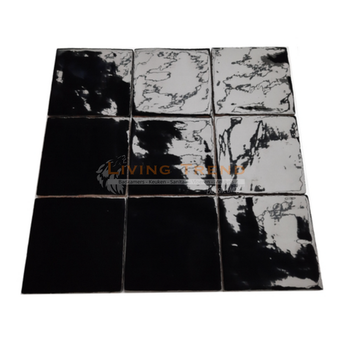 Living Trend Handvorm Glans Zwart - Wandtegel in Glanzend Zwart, 13 x 13 cm