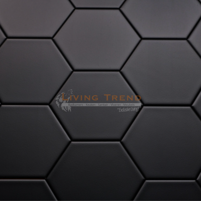 Living Trend Hexagon Onda - Wandtegel in Mat Zwart, Hexagonaal