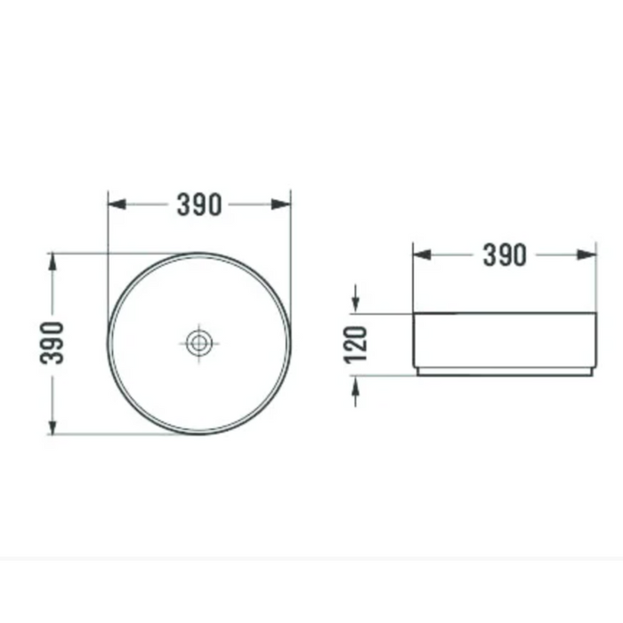 Living Trend - Stijlvolle Keramische Ronde Waskom uit de Victoria Color Line met Glanzend Witte Afwerking - Inclusief Clickwaste - 39x12 cm