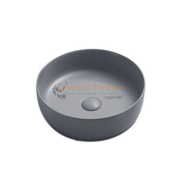 Living Trend - Stijlvolle Keramische Ronde Waskom uit de Victoria Color Line met Mat Licht Grijs Afwerking - Inclusief Clickwaste - 39x12 cm