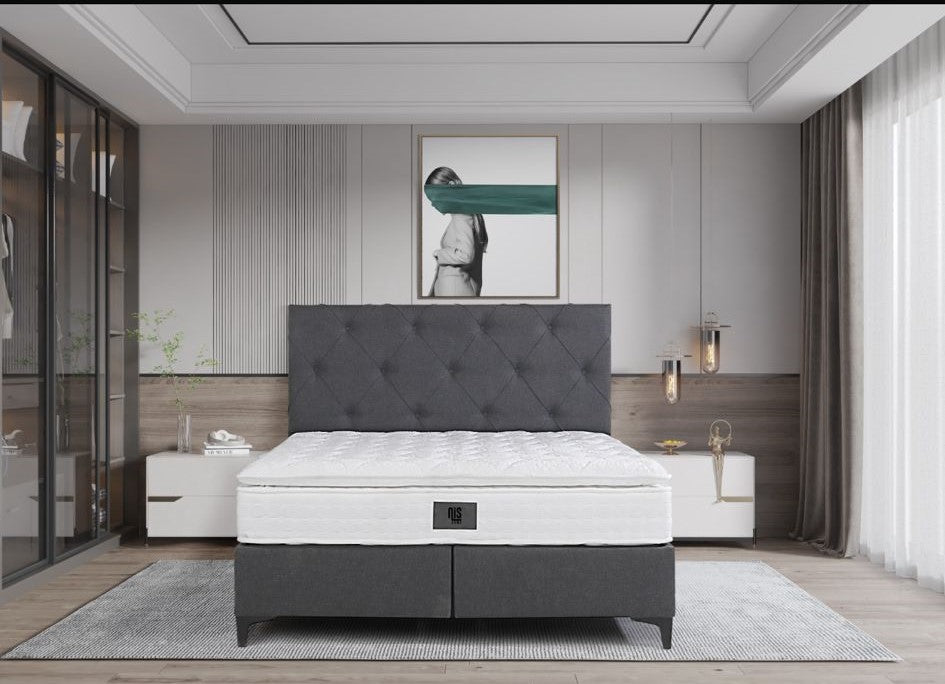Luxe Boxspring Bed – "Elegance Supreme" – Donkergrijs